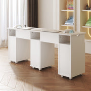 Pro Double Manicure Table Salon Nail Art Station Beauty Desk with Dust Collector