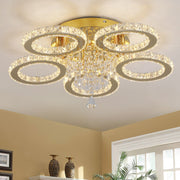 LED Ceiling Light Crystal Gold Chandelier Living Room Bedroom Dimmable Remote UK