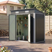 Garden Shed 6X4FT Metal Pent Roof Outdoor Storage Tool House with Lockable Door