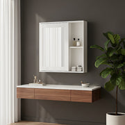 Bathroom Wall Cabinet Storage Cupboard with Mirror Wooden Shelves White