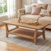 47-Inch Solid Wood Coffee Table Modern Center Table with Storage for Living Room