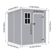6X6ft Outdoor Storage Shed Plastic Garden House w/ Window Floor & Lockable Door