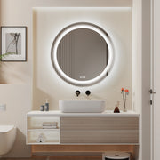 80cm Round LED Dimmable Bathroom Mirror Make Up Light Up Touch Sensor Wall Mount