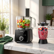 Mixer Food Processor Chopper, Stainless Steel Blender 2.5L+1.5L Timer 11 Speed U