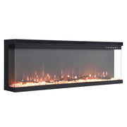 80 inch Electric Fireplace 3 Sided Panoramic Fire Log Standing Insert LED Flames