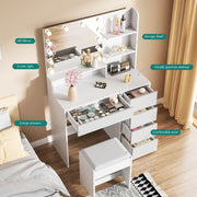 Dressing Table With 5 Drawers LED Mirror Set Makeup Desk Vanity Table Tgjvccszjd