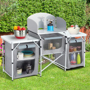 Outdoor Camping Kitchen Cupboard Cook Table Folding Storage Unit Shelf w Handbag