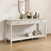 Large 3 Drawer Console Table with Shelf - Padstowe Ivory Range