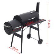 Large Charcoal Barrel BBQ Grill Garden Barbecue Patio Smoker Portable Wheels