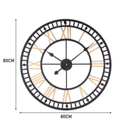 80CM Large Roman Numerals Giant Open Face Metal Outdoor Garden Wall Clock UK
