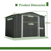 Garden Shed 10X8FT Metal Apex Roof With Free Foundation Base Storage House Anthr