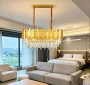 High-end Crystal Chandelier with Adjustable Height for Indoor Lighting 80cm
