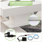 LED Coffee Table High Gloss Rectangle Center Table Modern Living Room Furniture