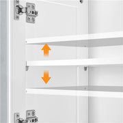Tall Bathroom Storage Cabinet, 170cm Storage Organizer with Glass Door, White