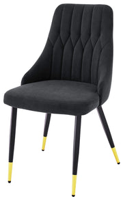 6 Black Velvet Dining Chairs set Gold Tip Legs velvet luxury dining chairs x 6
