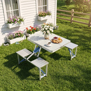 Lightweight Folding Picnic Table Set with 4 Chairs Self-Packing Easy Storage