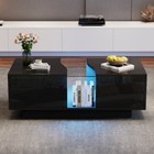 Led Coffee Table With 2 Drawer Storage, High Gloss Coffee Table For Living Room