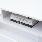 Coffee Table with LED Square High Gloss White Storage Tea Table for Living Room
