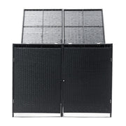 Double Wheelie Bin Storage Garden Rubbish Dustbin 2 Shed PE Rattan Store Cover
