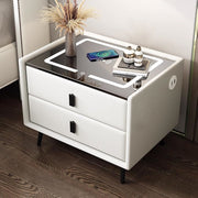 LED Nightstand Smart Bedside Table Modern End Table With USB Ports & Drawer