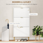 Slim Shoe Storage Cabinet with 3 Flip Drawers for Hallway, White