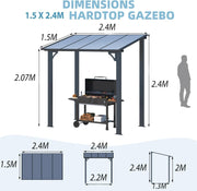 3 x 3m Wall Mounted Pergola Outdoor Aluminium Gazebo Patio Lean to Awning Deck