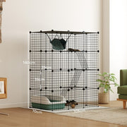Large Cat Cage, Indoor Cat Enclosure, Four-Tier Cat Playpen with Hammock, Ramps