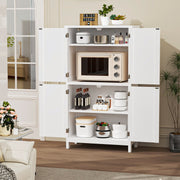 Kitchen Pantry Cupboard Freestanding Tall Storage Cabinet With 4 Door &4 Uhefzhs
