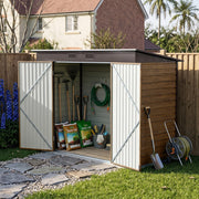 8x4FT Galvanised Steel Garden Storage Shed Metal Sheds Tool House with 2 Doors