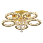 LED Ceiling Light Crystal Gold Chandelier Living Room Bedroom Dimmable Remote UK