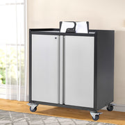 2 Door Metal Storage Cabinet Cupboard Lockable Mobile Office Filing Garage UK