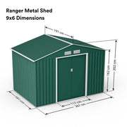 Metal Shed Outdoor Garden Storage 7x4 - 11x14 Apex Roof Galvanised Steel Ranger