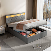 NEW OTTOMAN STORAGE UPHOLSTERED BED FRAME 4FT6 DOUBLE WITH USB PORT & LED LIGHT