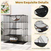 4-Tier Large Cat Cage 143cm Indoor Enclosure With Hammock