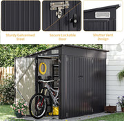 Garden Shed 8x4ft Outdoor Storage Waterproof Bike Tool Shed Triple Lock Plastic