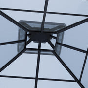 XL Hardtop Gazebo Garden Pavilion Metal Frame Polycarbonate Roof with Curtains