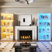Glass Display Cabinet with Doors and LED Lights – 4-Tier Curio Storage Cabinet