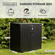 Outdoor Storage Box with Padlock 775L - Garden Container Shed Weather Resistant