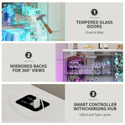 RGB Glass Display Cabinet with Lock, Motion Sensor, Display Case for Figures