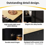 Kitchen Island Cart !SALE! Black Rolling Storage Cabinet Drop Leaf Power Outlet