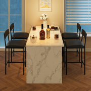 Set of 4 Black Faux Leather Bar Stools High Back Kitchen Breakfast Counter Chair