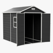 8x6 6x6 5x3 Plastic Garden Shed with Floor Window Lockable Door Wood Grain Grey