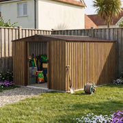10X8FT Metal Garden Storage Shed Waterproof Shed w/ Sliding Door Free Foundation