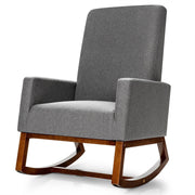 Modern Rocking Chair Upholstered Fabric Leisure Armchair with Rubber Wood Base
