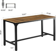 70.9'' Rectangular Bar Table Modern Counter Height Pub Table with Metal Footrest