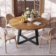 120cm Solid Wood Round Dining Table Modern Circle Kitchen Table for 4-6 People