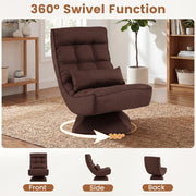 Floor Chair Padded Lounge Chair with Swivel Base 4-Position Adjustable Backrest