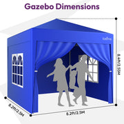 Heavy Duty 2.5x2.5m Pop Up Gazebo Waterproof Marquee with 4 Side Panels - Square