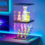 5-Tier Small Display Cabinet with Glass Doors & RGB Lights for Action Figures