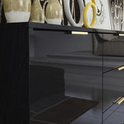 TV Unit TV Stand Sideboard Cabinet Media Console High Gloss Black Gold 140cm